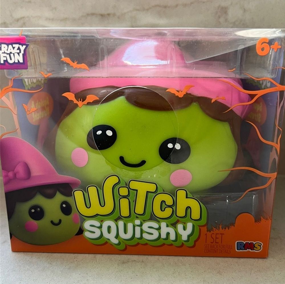 RMS RARE NEW Witch Squishy Toy - Pink & Green